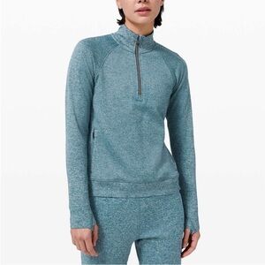 Lululemon Engineered Warmth Half Zip Merino Wool | Sz 8 | Submarine / White